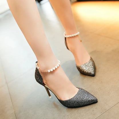 Trend Pointed Toe Wedding Bride High Heels Shoes Female Party Mules Elegant Women Pumps Designer Shoes Sexy Dress Shoes
