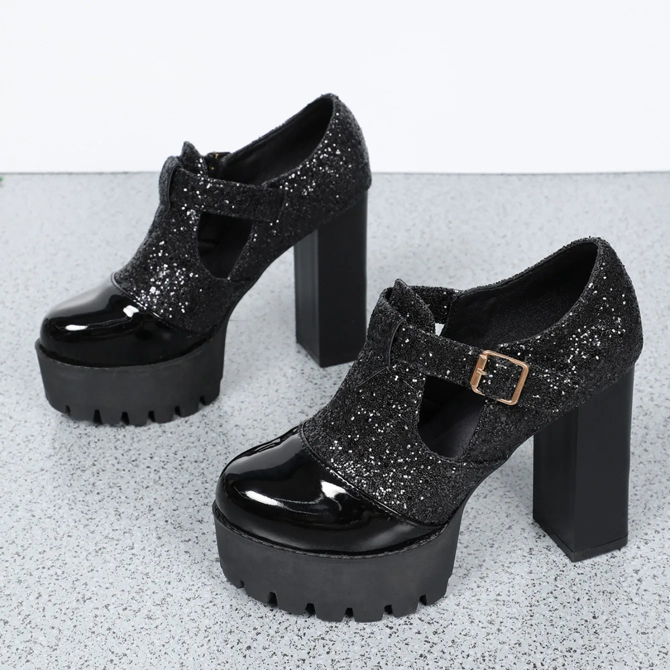 Women Designer Comfortable Fashion Thick Heel Shoes Autumn New Women Round Head Deep Mouth Thick Sole Color Matching High Heels