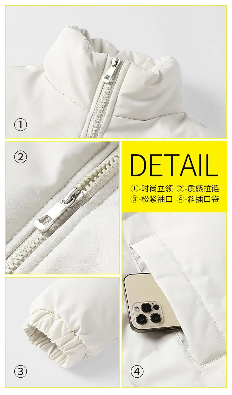 New Printed Winter Thick Sports Men's and Women's Trendy Stand Up Collar Long Sleeved Warm and Comfortable Casual Cotton Jacket
