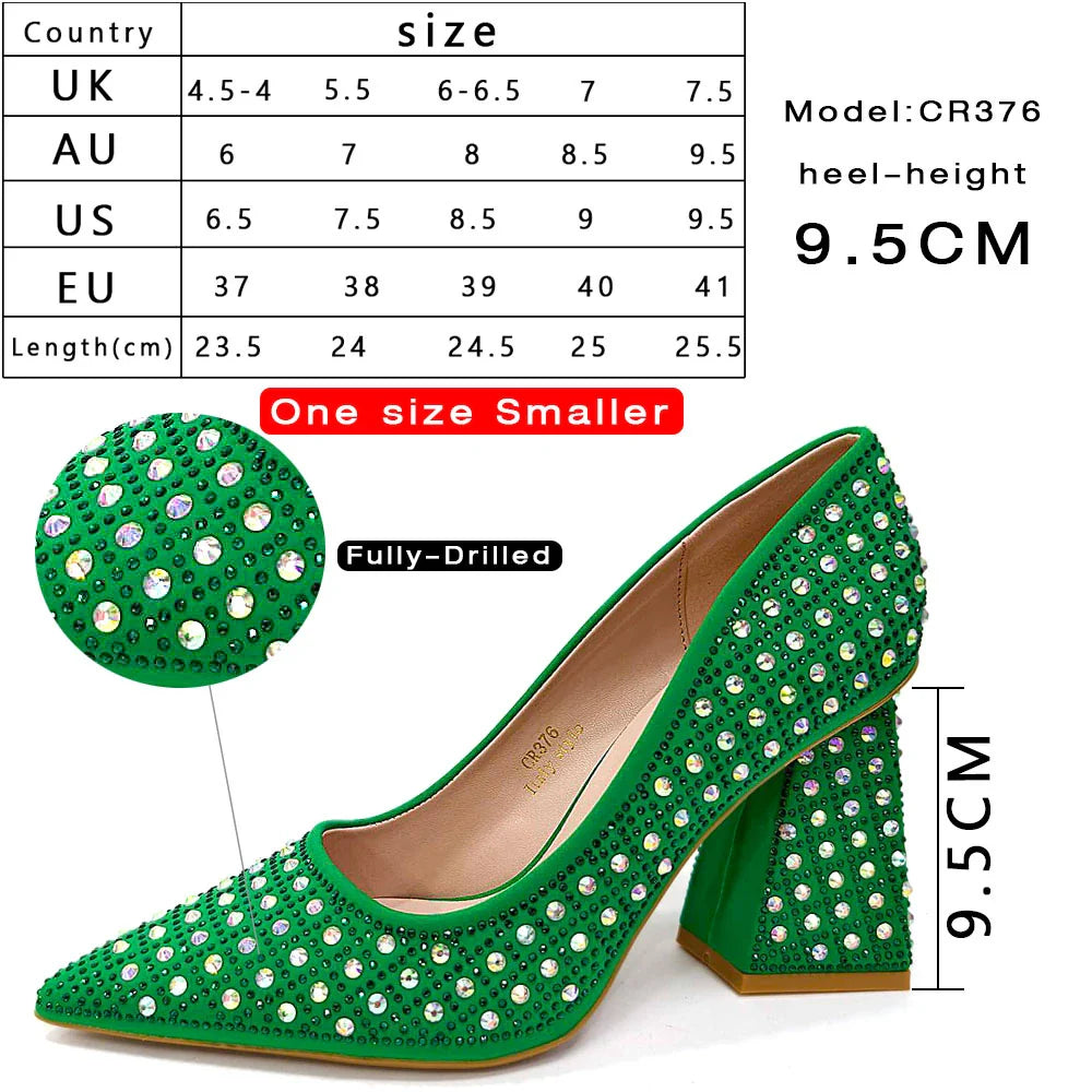 Venus Chan-Nigerian Heel Party for Women Yellow Shoes and Bag Set Rhinestone Handbag Italian Design Wedding INS 2024