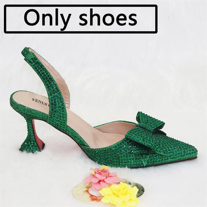 Nigeria Popular New Elegant R.Blue Crinkled Fabric Tote Handle Simple And Versatile Exquisite Party Shoes And bag Set