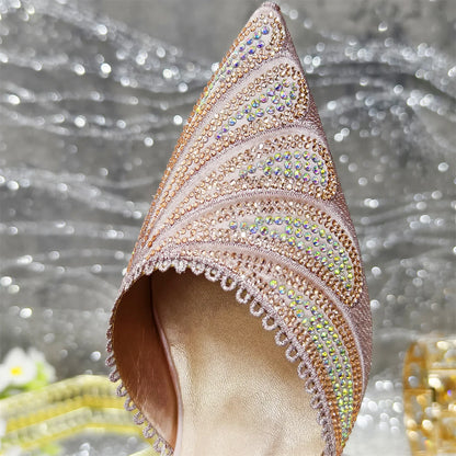 Venus Chan 2025 New Shoes and Bag to Match Orange Colour Pointed-Toe Diamond-Studded Party Women's High Heels Ms. Banguet Scene