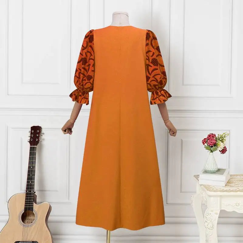 VONDA Autumn Sundress Women Bohemian Long Dress 2024 Vintage Lantern Sleeve Casual Loose Printed Party Vestidos Loose Robe Femme