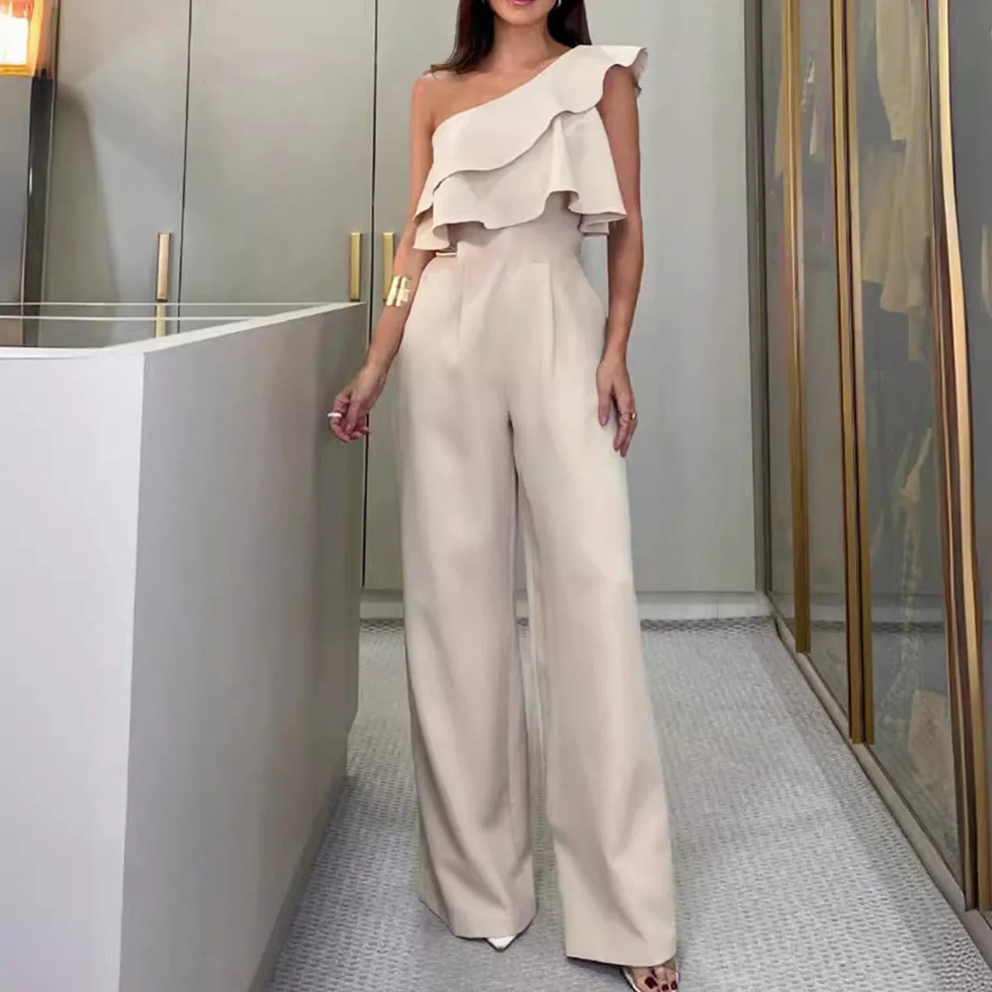 Women Sleeveless Long Jumpsuit 2025 Summer Wide Leg Pant Casual Waisted Tank Rompers Playsuit Office Lady Elegant Pocket Overall