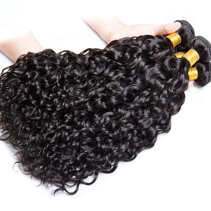 Water Wave Human Hair Bundles Curly Deep Wave 3 Bundles  Brazilian Natural Black Human Hair Remy Hair 100% Human Hair Natural