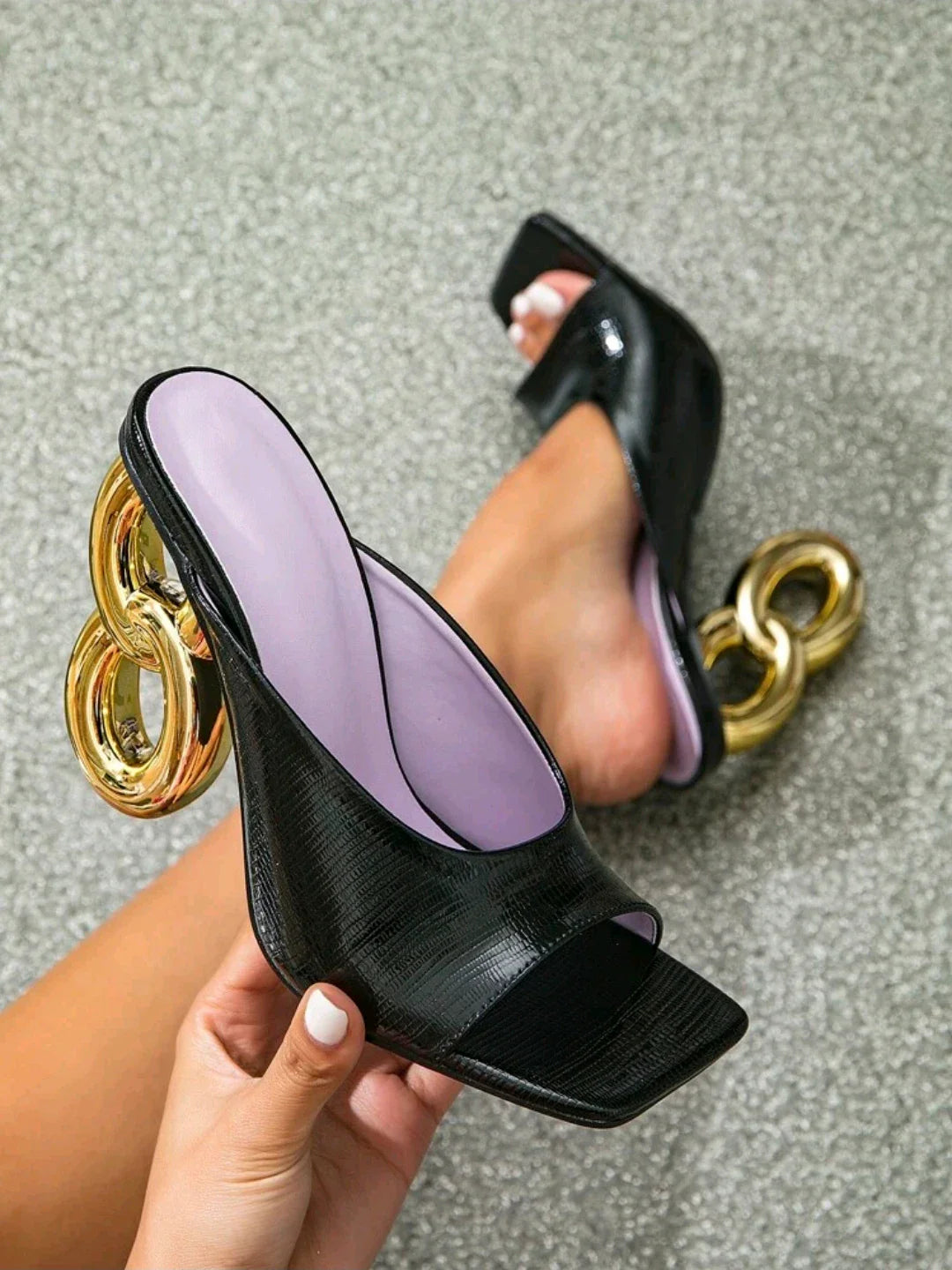 Women's High Heel Sandals Metal Shaped Heel Fashion Banquet Women Shoes Party Sexy Wedding Shoes Zapatos De Mujer