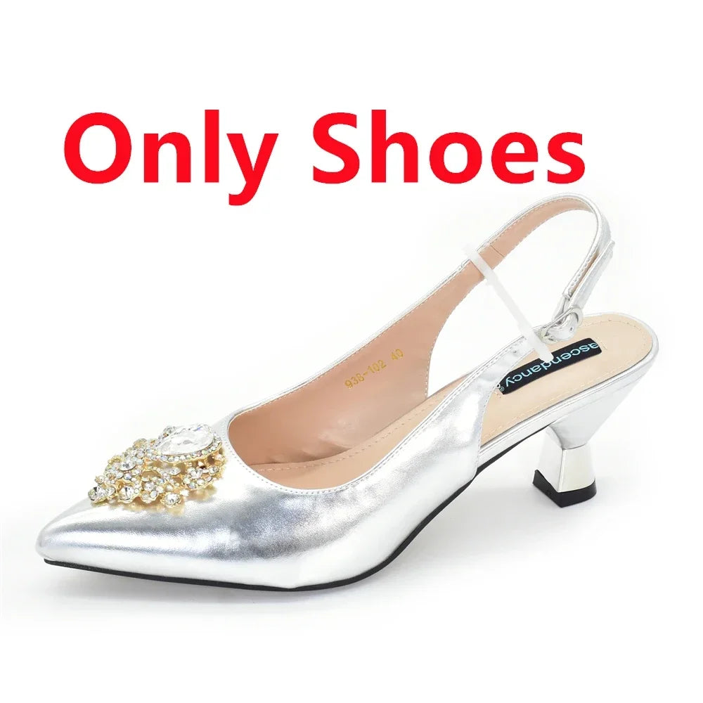 New Fashion Women Shoes and Bags To Match Set Nigeria Party Italian Shoe and Bag Set for Party in Women Elegant Heeled Pumps