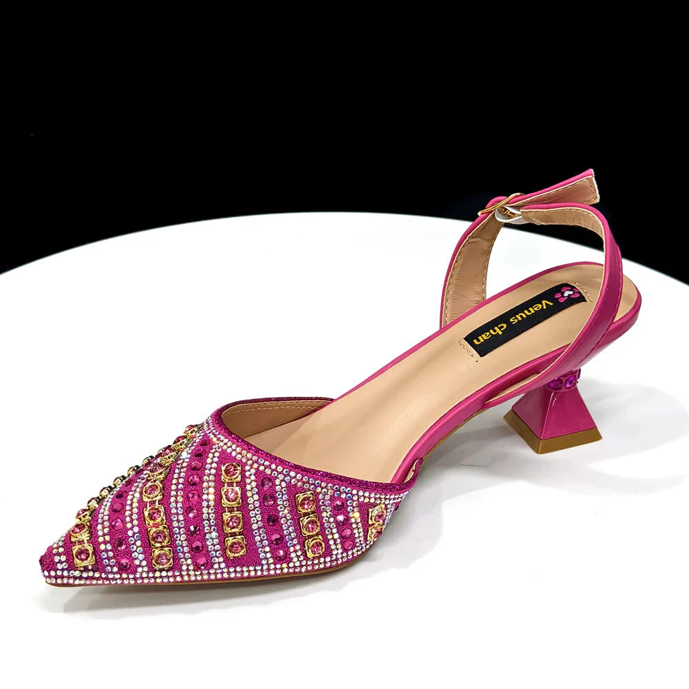 Venus Chan2025 Elegant Multicolor Color Women's  Heels and Rhinestone Handbag Set - Italian Design for Weddings and Parties