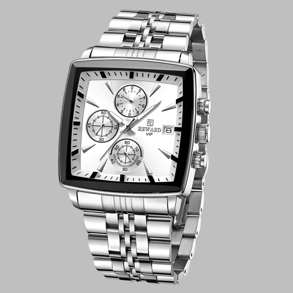 REWARD VIP Mens Watches Waterproof Luminous Sport Watches for Man Stainless Steel Wristwatch Chronograph Date Stopwatch