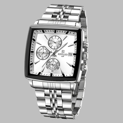 REWARD VIP Mens Watches Waterproof Luminous Sport Watches for Man Stainless Steel Wristwatch Chronograph Date Stopwatch