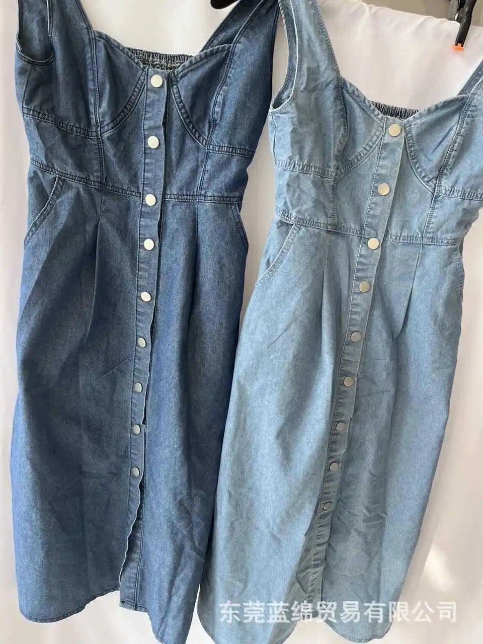 PinePear Sleeveless Strap Dress Women 2025 Summer Single-Breasted Pockets Denim Dresses Woman Light Blue A Line Long Dress