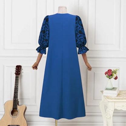 VONDA Autumn Sundress Women Bohemian Long Dress 2024 Vintage Lantern Sleeve Casual Loose Printed Party Vestidos Loose Robe Femme