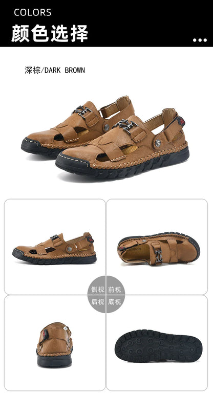 New summer men's sandals, microfiber upper, outdoor beach men's shoes, non-slip, wear-resistant, soft and comfortable