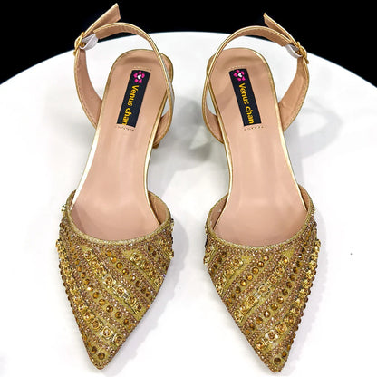 Venus Chan2025 Elegant Multicolor Color Women's  Heels and Rhinestone Handbag Set - Italian Design for Weddings and Parties