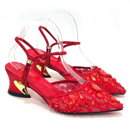 Venus Chan 2023 Newest INS Style Lace Elegant High Heels Pointed-Toe Nigeria Popular Design African Ladies Shoes And Bag Set