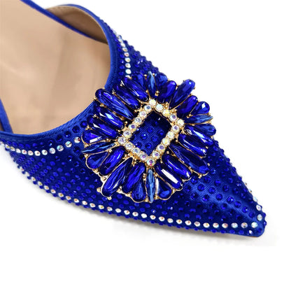 Venus Chan Luxury Rhinestone Heel & Handbag Set – Black & Gold Party Combo