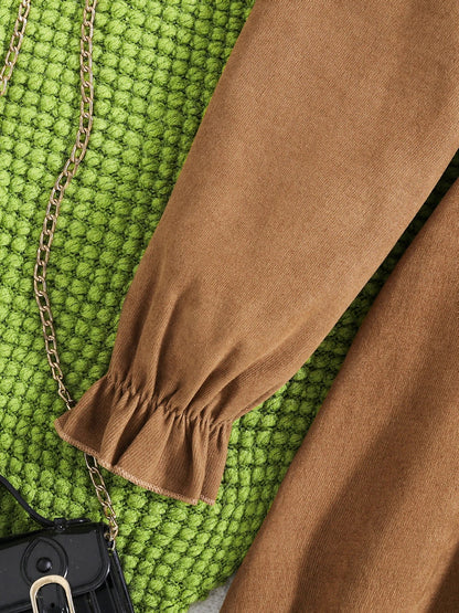 Spring and autumn new girls fashion French retro long sleeve waist slimming A line pleated dress