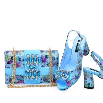 New Arrival Italian Shoes and Bags Matching Set 2025 Wedding Shoes for Women Bride Luxury Full Rhinestone Party Pumps for Ladies