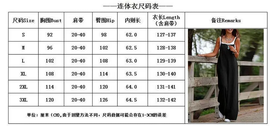 Women's Sleeveless Plus Size Jumpsuit Cotton And Linen Solid Loose Wide Leg Slash Pocket Casual  Ankle-Length Pants 2024
