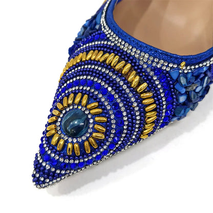 Spot Goods Elegant Streamlined Pointed Toe Women's Shoes Matching Flower Basket Handbag Party Women's Shoes And Bag Set