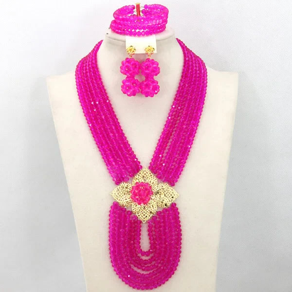 New African Jewelry Set Orange Nigerian Wedding African Beads Jewelry Set Crystal New Bridal Jewelry Set   ABS065