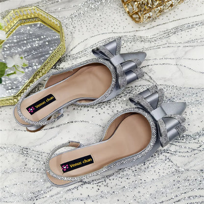 New Arrival Elegant African Party High-heeled Shoes Chain Decoration Trendy Women's Sandals Nigerian Women Wedding Pumps