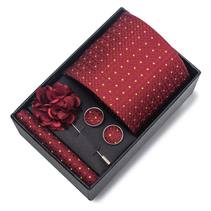 Top Grade Fashion 8 cm Wide Tie Sets Blue Stripe Men's Gravata Handkerchief Cufflink Box Fit Group Workplace Wedding Tie