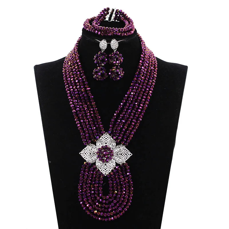 New African Jewelry Set Orange Nigerian Wedding African Beads Jewelry Set Crystal New Bridal Jewelry Set   ABS065