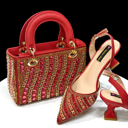 Venus Chan2025 Elegant Multicolor Color Women's  Heels and Rhinestone Handbag Set - Italian Design for Weddings and Parties