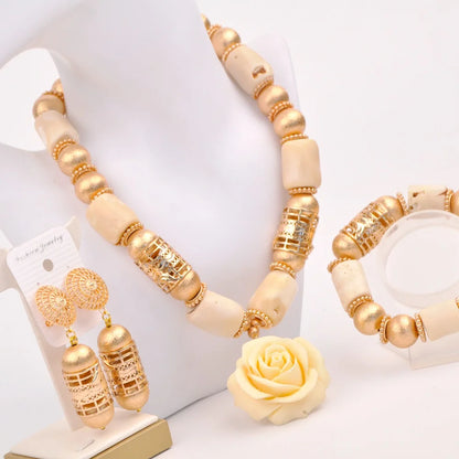 splendid orange nigeria coral beads necklace african jewelry set bridal wedding jewelry sets C21-23-01