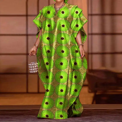 Women Party Maxi Long Dress 2024 VONDA Bohemian Sundress Summer Bat-wing Sleeve Printed Dress Casual Loose Robe Fashion Vestidos