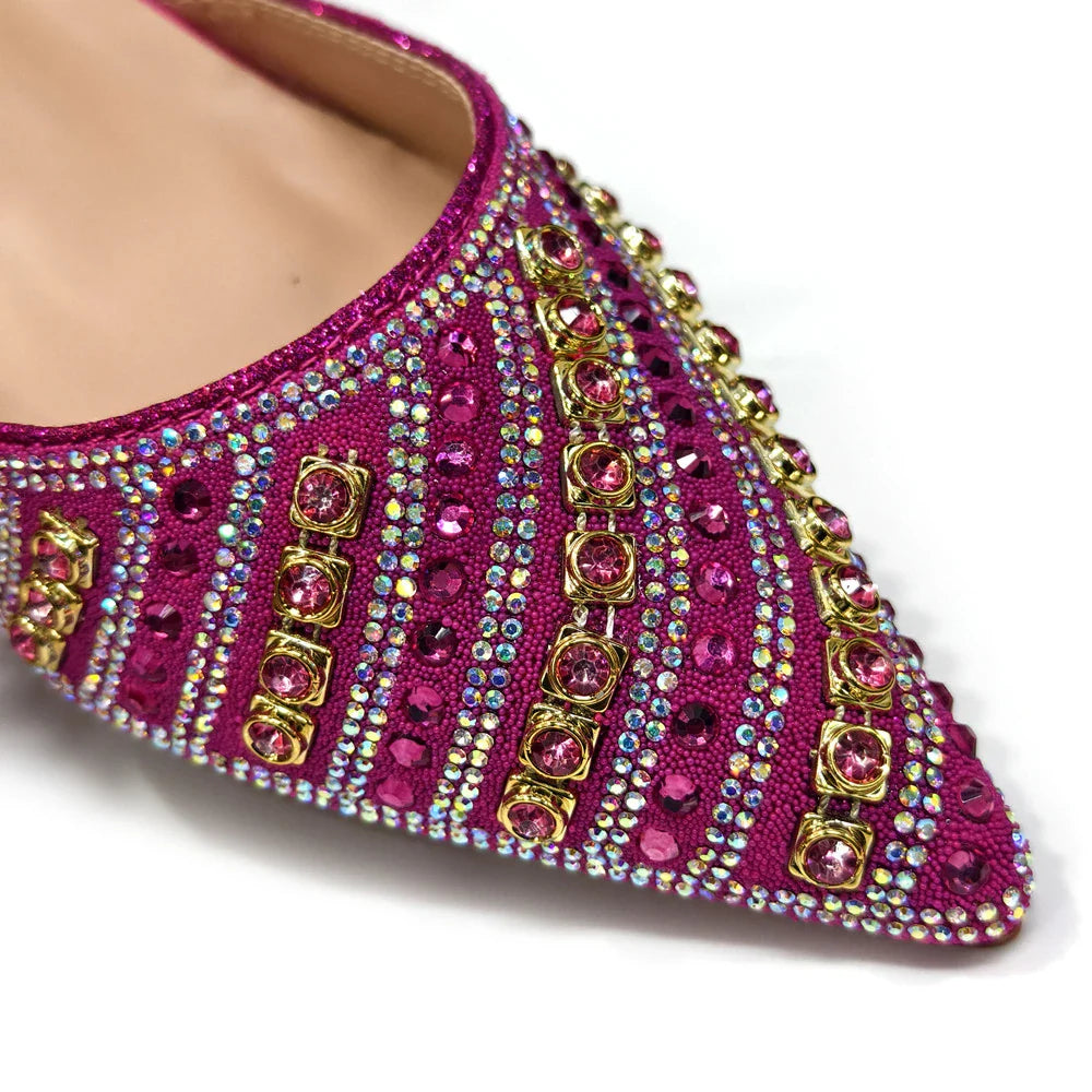 Venus Chan2025 Elegant Multicolor Color Women's  Heels and Rhinestone Handbag Set - Italian Design for Weddings and Parties