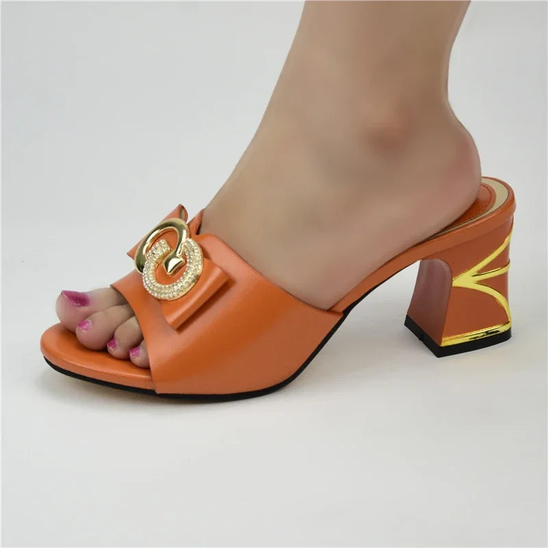 New Arrival Ladies Sandals with Heels Summer High Heeled Shoes for Women Italian Women Wedding Shoes Decorated with Rhinestone