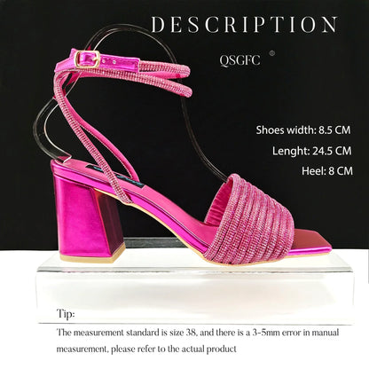 Newest Olive Colour Personalized  Design Rhinestone Decoration High Heel Peep Toe Banquet Ladies Shoes And Bag Set