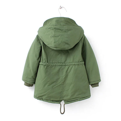 Winter Kids Clothes Plus Velvet Thicken Warm Jacket for Girls Casual Zipper Boys Outerwear Solid Versatile Children's Clothing
