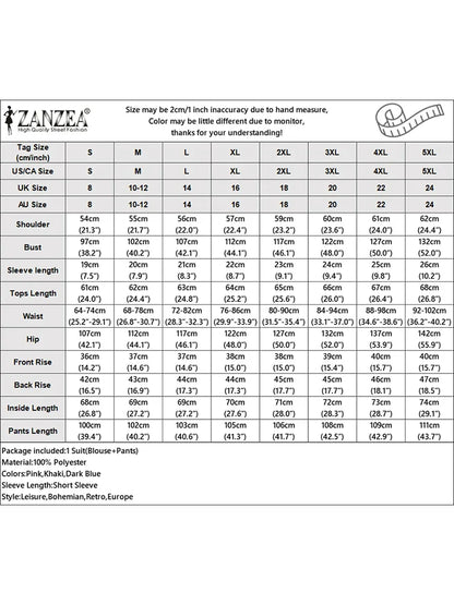 ZANZEA 2025 Summer Wide Leg Pants 2-Pieces Suits Elegant Commute Solid Causal Pant Sets Short Sleeve Shirt Women Trouser Outfits