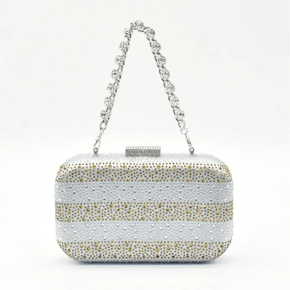 RUTIALNT Silver & Gold Crystal Shoe and Bag Set for Women