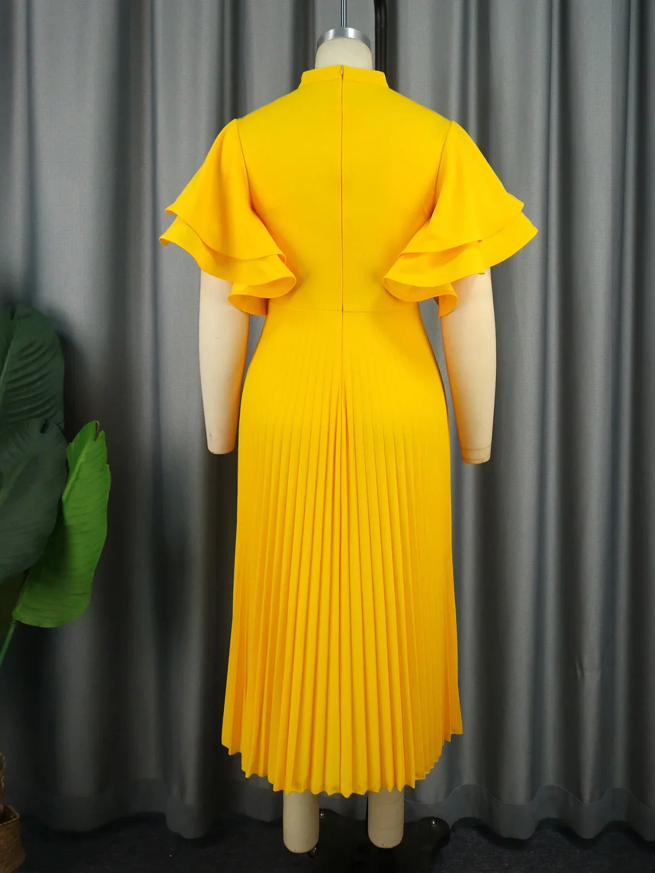 Plus Size A Line Dresses Yellow Butterfly Short Sleeve Cut Out High Waist Office Work Daily Evening Party Outfits for Women 2024