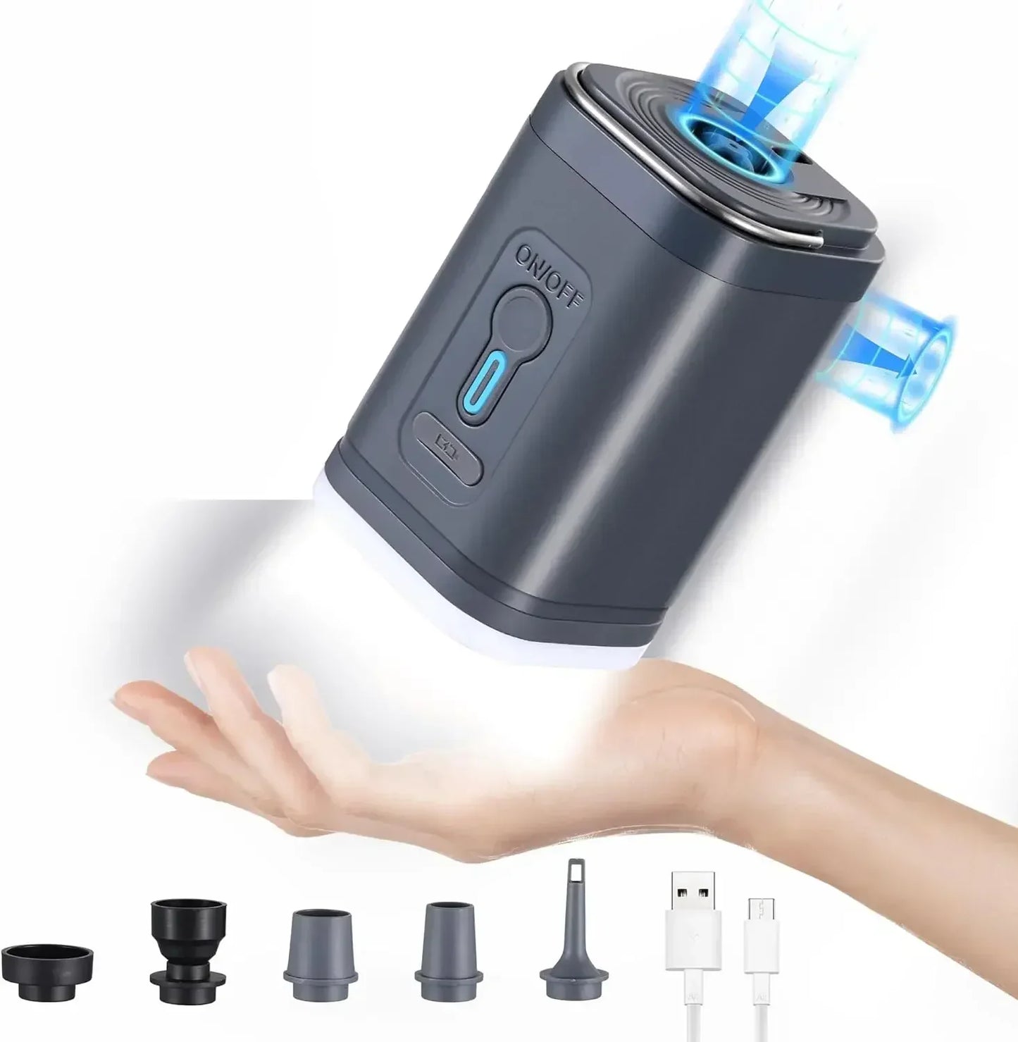 Portable Electric Air Pump Mini Wireless Air Compressor Quick Inflate/Deflate Pump with LED Light for Sofa Mattress Swim Ring