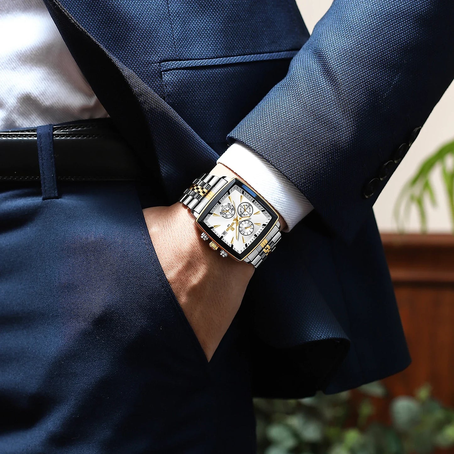 REWARD VIP Mens Watches Waterproof Luminous Sport Watches for Man Stainless Steel Wristwatch Chronograph Date Stopwatch
