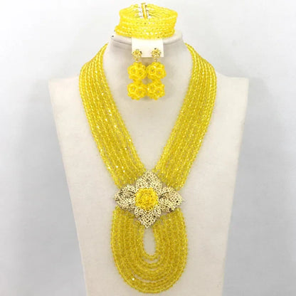 New African Jewelry Set Orange Nigerian Wedding African Beads Jewelry Set Crystal New Bridal Jewelry Set   ABS065