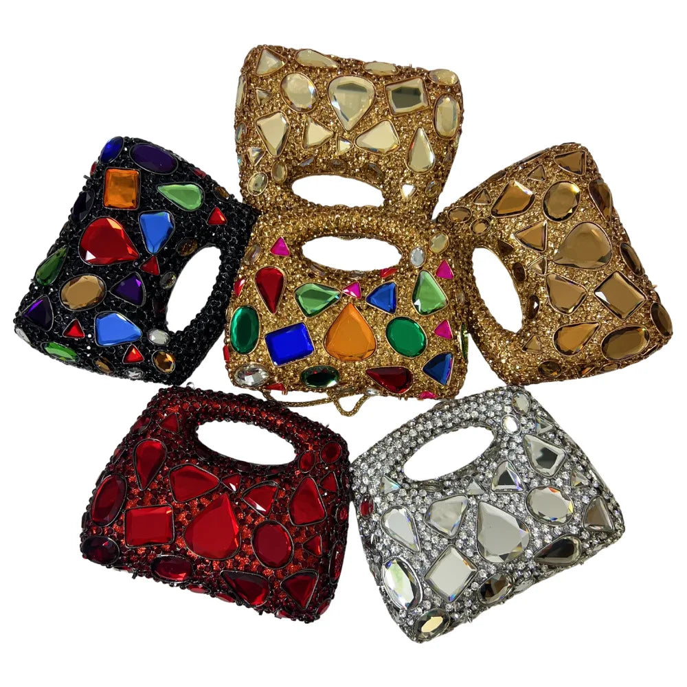 Women Gold Crystal Clutch Purse Gems Evening Bags Party Dinner Diamond Shoulder Bags Cocktail Rhinestone Handbags and Purses