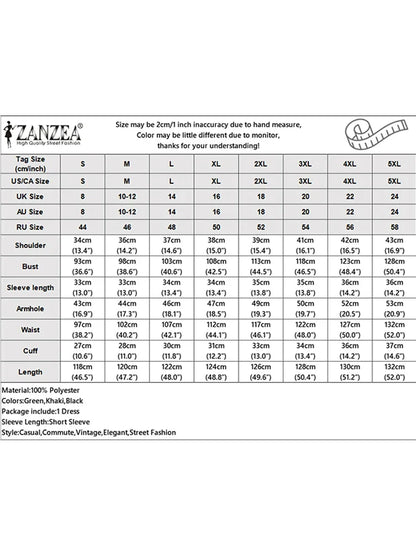 ZANZEA Women's A-line Midi Dresses Street Fashion All-Over Print Short Puff Sleeve V-Neck Robes Femme 2025 Summer Loose Vestidos