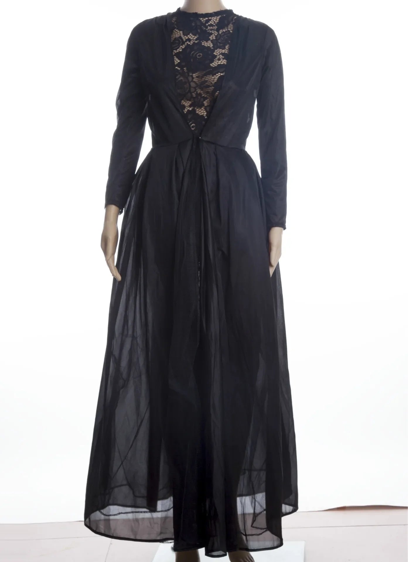 Women Sexy Dress Two Piece Sets Lace Hollow Out Spliced Long Dresses Full Sleeve Tight Waist Gown Evening Vestidos Party Prom