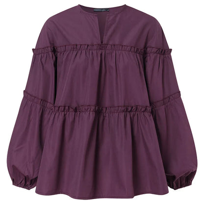 ZANZEA Fashion Women Long Puff Sleeve Blouse Autumn Spring Eelgant Shirt Ruffles Blusas Femininas Mujer Party Work Tops Tunic