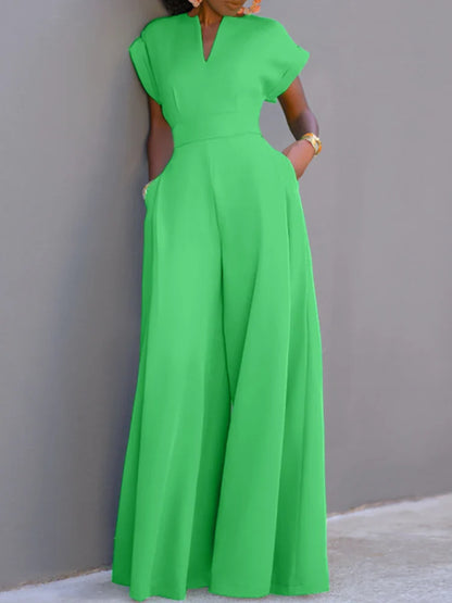 ZANZEA Short Sleeve 2023 Summer Long Rompers Commuting Elegant Holiday Women Playsuit Wide Leg Pants Casual Jumpsuits Overalls
