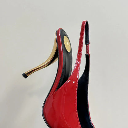 Women's Gem Metal Pointed Temperament High Heels with Sexy Empty Sandals
