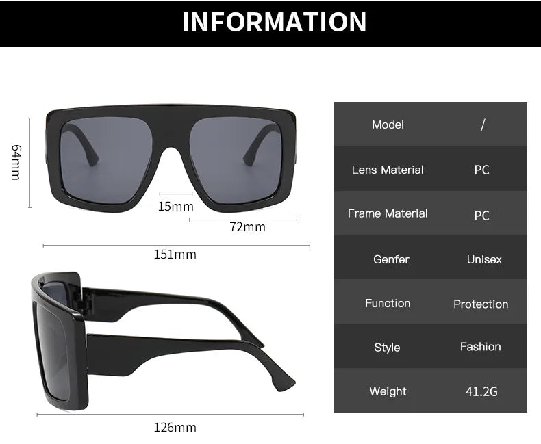 New Large Frame Square Sunglasses Women's Brand Designer Fashion Sun Glasses Women Jelly Color Trend Eyewear UV400 Oculos De Sol