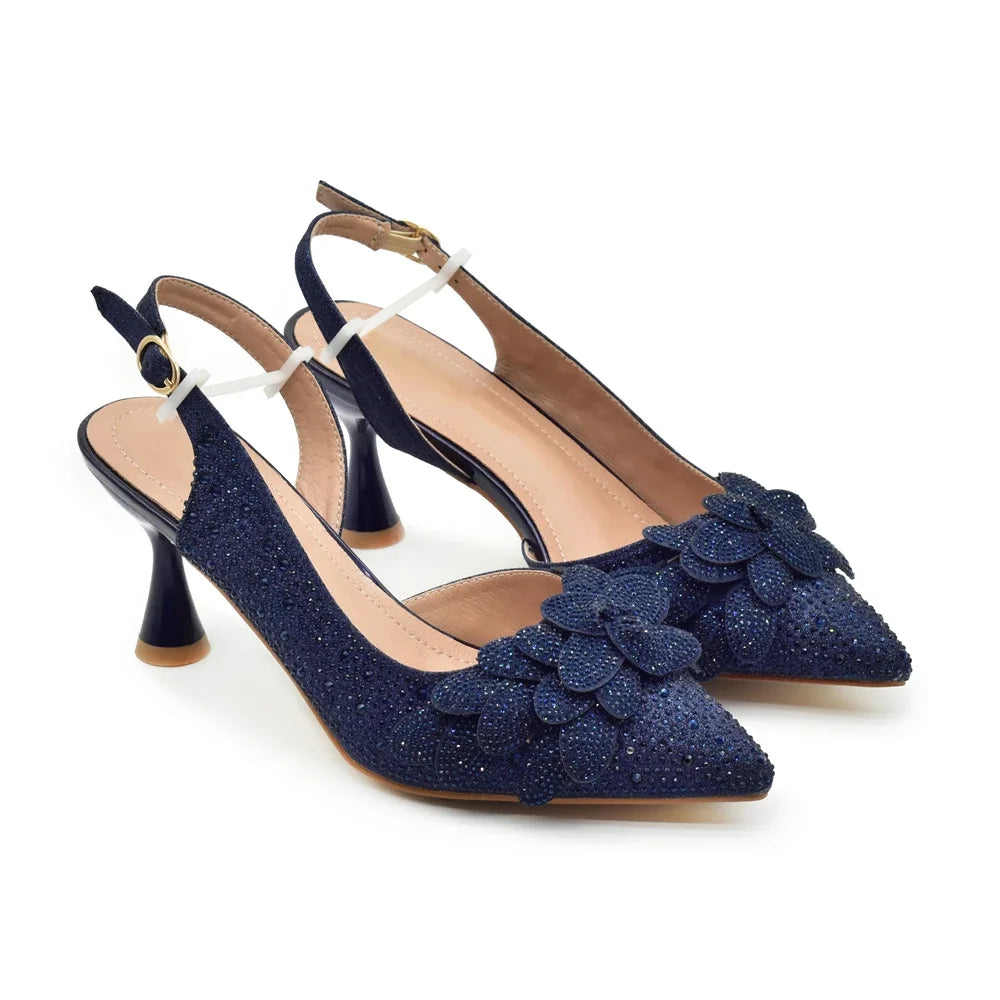 New Arrival Party Shoe and Bag Set for Women Italy Full Diamonds High Heels Luxury Woman Pumps Matching Italian Shoe and Bag Set