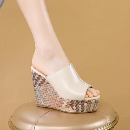 Women Wedges High Heels Slippers Women Designer Platform Sandals Trend Comfortable Slip on Slippers 2024 New Summer Slides Women